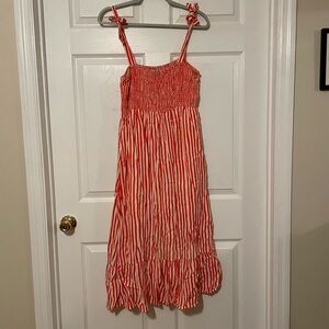 Striped Maxi Dress w Bowtie Sleeves & Stretch Top